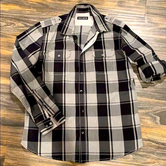Men’s DKNY Jeans Casual Plaid Shirt - Picture 1 of 8